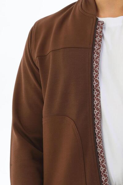 Edelle Erkek Kahve Ceket Slim Fit Yan Cep Detaylı Pike Kumaş