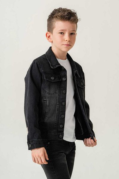 Gold Class Kidswear Черно дънково момчешко яке с двоен джоб и копчета