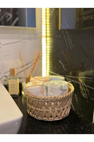 Beyaz Atölyem Bathroom Organizer Basket Cross Braided