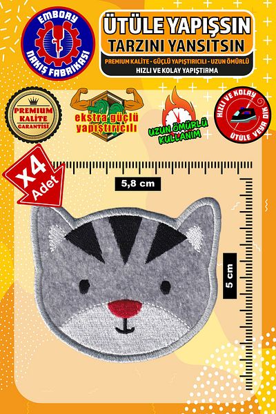 Embory Patch de armă care se lipsește cu călcat, pisică drăguță (4 bucăți) Patch de aplicație țesută cu broderie