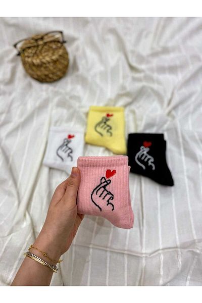 FUBA Aksesuar 4 Pairs of Heart Socks Women's College Socks