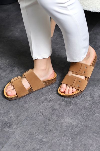 Land of Cork Anatomical Unisex Natural Cork Sole Genuine Leather Slippers