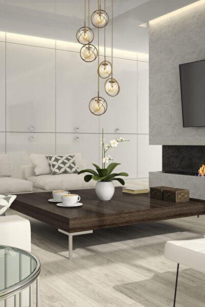 Avonni Avonnı Av-60291-6et Eskitme Kaplama Modern Avize E14 Metal Cam 40cm