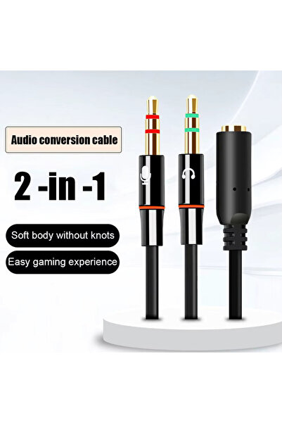 Derwell 3.5mm Kulaklık Adaptörü Kulaklık Y Splitter Ses Dişi 2 Erkek Jack Mikrofon Splitter Kablo Ayırıcı
