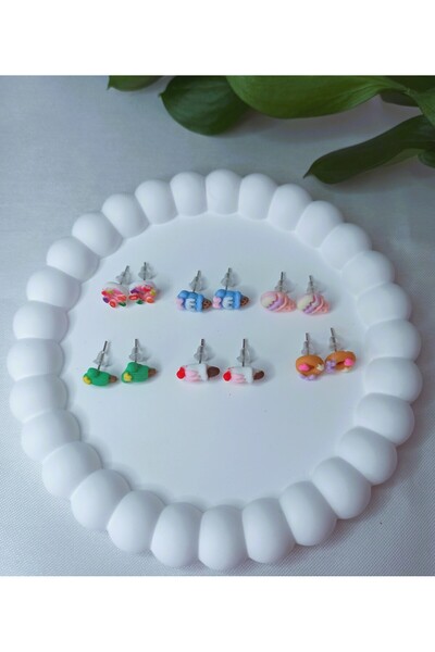 Accesstory çocuk genç mineli minimal çelik küpe 3 çift