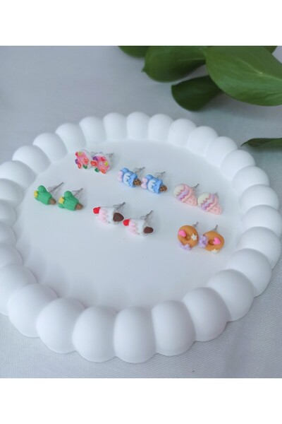 Accesstory çocuk genç mineli minimal çelik küpe 3 çift