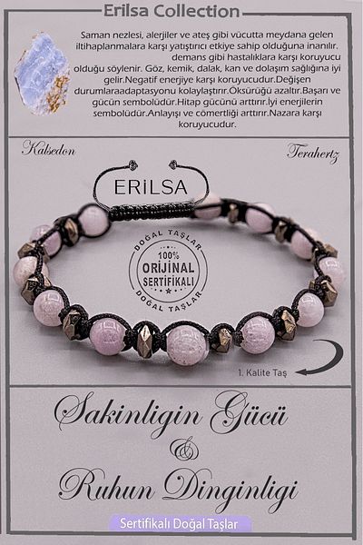 Erilsa Certified Aaa+ Quality Natural Gray Chalcedony Stone - Calmness Power Spirit Calmness Bracelet