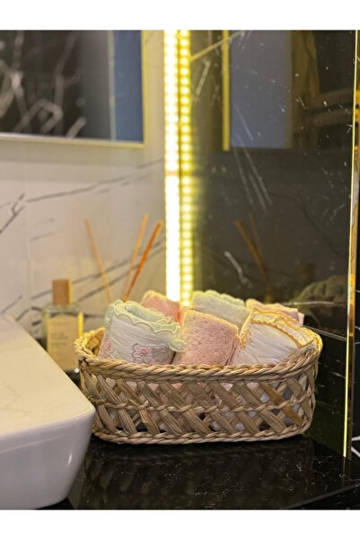 Beyaz Atölyem Bathroom Organizer Basket Long Cross Braided