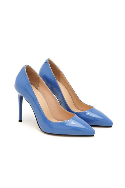 Desa Stiletto din piele albastră pentru femei