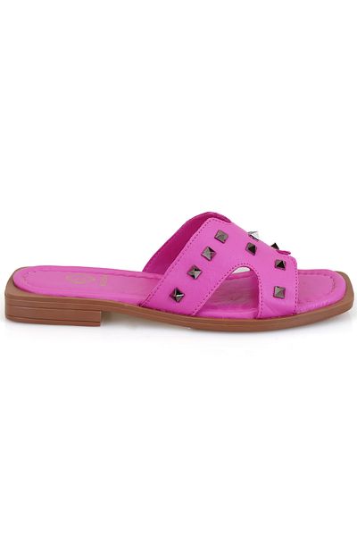 Desa Women's Pink Leather Slippers