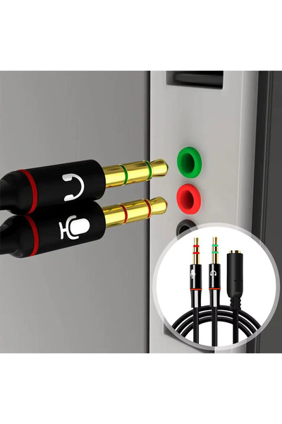Derwell 3.5mm Kulaklık Adaptörü Kulaklık Y Splitter Ses Dişi 2 Erkek Jack Mikrofon Splitter Kablo Ayırıcı