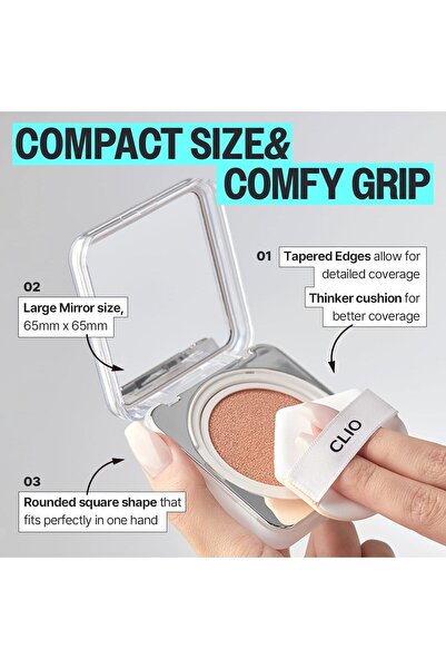 CLIO Kiehl Cover Funwear Cushion Foundation Korean Makeup High Coverage Skin Friendly -23N Ginger