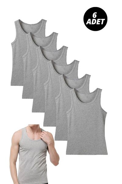 awix 6 Pieces Strappy Men's Gray Cotton Combed Classic Tank Top