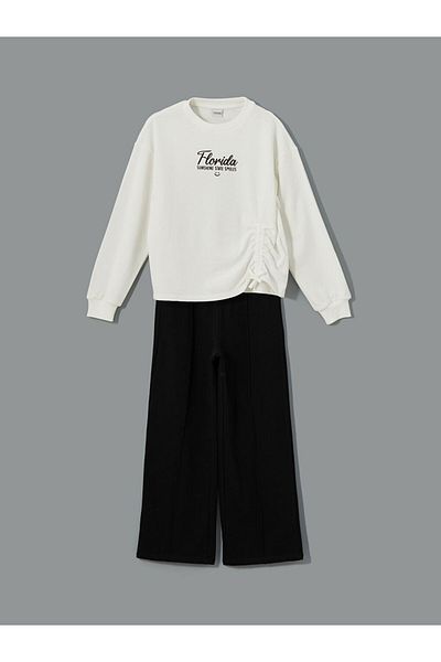 LC Waikiki Lcw Crew Neck Girls Sweatshirt and Sweatpants Fast Fashion