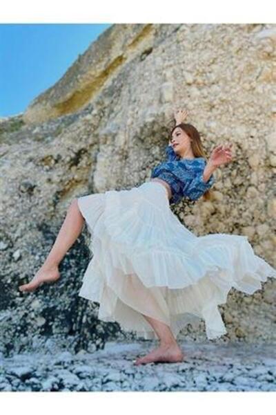 EREN STYLE Özel Tasarım Ham Keten Otantik Astarlı Carmen Etek