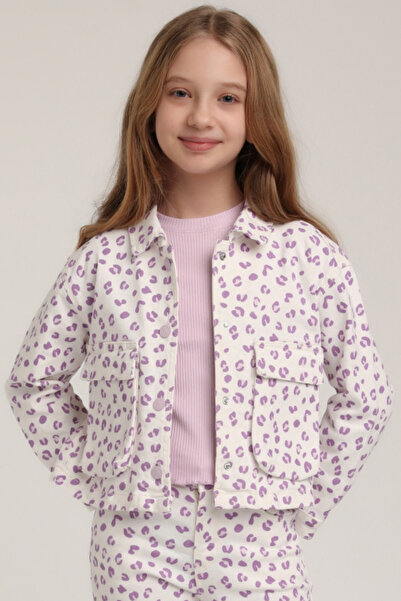 Escabel Mini Leopar Ceket - Mor