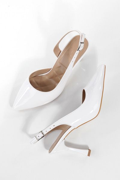 Modabuymus Pantofi cu toc stiletto din piele albă Konnyy