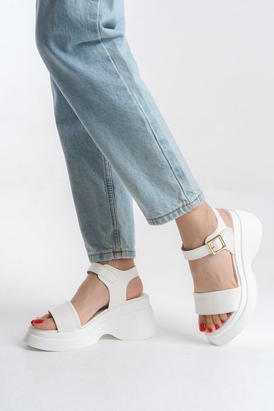Limeo High Platform Wedge Heel Double Ribbon Buckle Skin Summer Women's Sandals Shoes