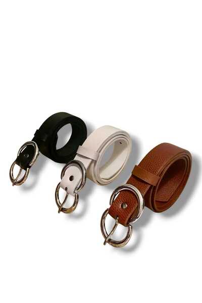 Mia Belt حزام نسائي 3 عبوات أسود أسمر أبيض 3 سم