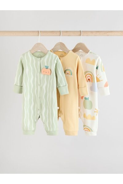 Next Baby طقم رومبير قطن 100% متعدد الألوان مكون من 3 قطع