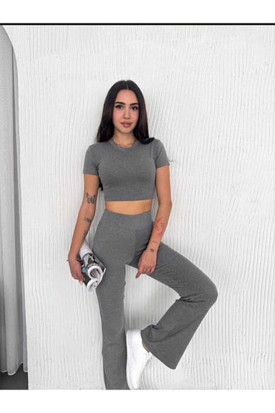 Butik Merrline Combed Cotton Crop Leggings Double Set