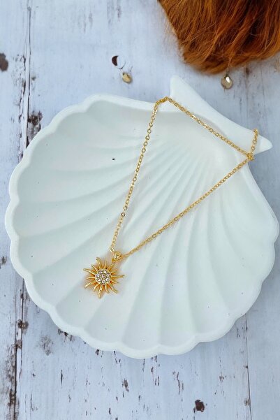 TAKIPORT Gold Renk Güneş Detay Kolye