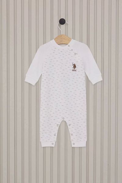 emosavm Baby Boy Long Sleeve Bodysuit Cream