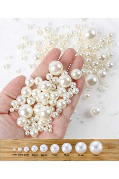 fema aksesuar 5 MM 100 GR DELİKLİ KREM LÜKS KAPLAMA PLASTİK İNCİ BONCUK,TAKI ...