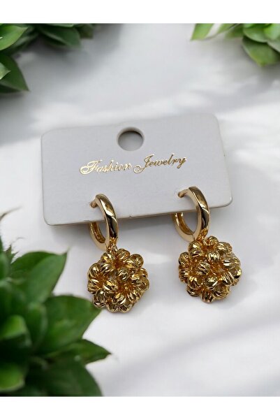 Bade Premium Seri Dorika Top Model Halka Sallantılı Gold Küpe