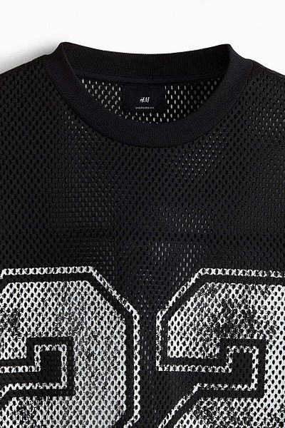 H&M Oversized Fit Printed mesh T-shirt