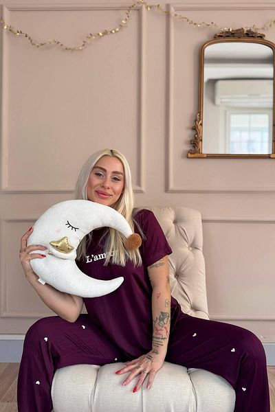 Pijamaevi Set de pijamale Marlenka cu mânecă scurtă cu imprimeu Plum Amour