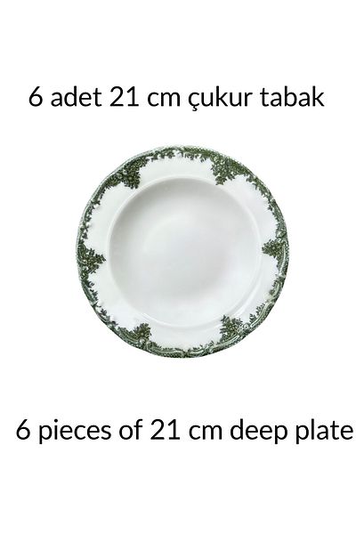 porselenden Set de farfurii din porțelan premium cu design special de 21 cm pentru 6 persoane, verde antic
