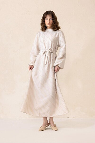 Olcay Λεπτομέρεια με γκλίτερ και φούντα Μακρύ Φόρεμα ΜΠΕΖ 9299-E