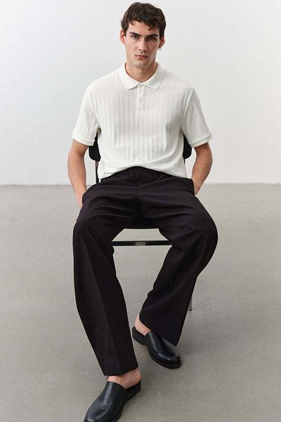 H&M Slim Fit Textured Jersey Polo Shirt