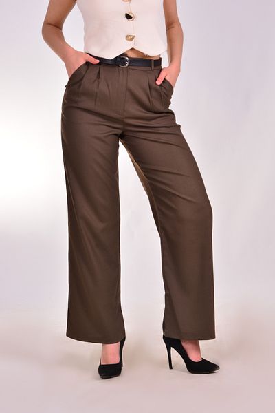 Melike Bakar Boutique Women's Wide Leg Belted Woven Trousers