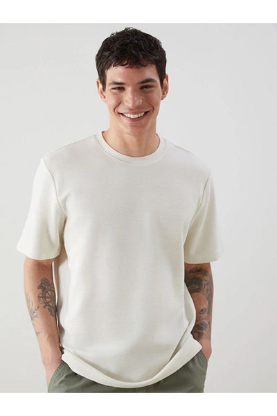 LC Waikiki Ανδρικό κοντομάνικο μπλουζάκι XSIDE Beige Crew Neck