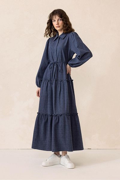 Olcay Volánové detailné žakárové dlhé šaty INDIGO 9302-E