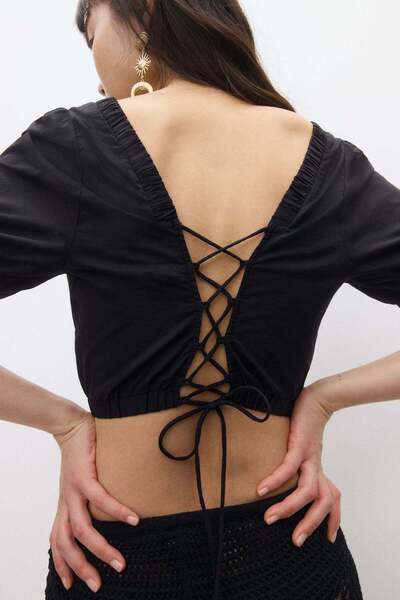 H&M Lacing-detail cotton blouse