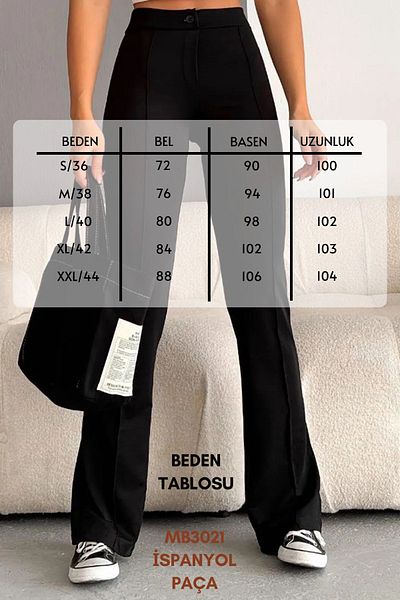 Mogi Butik High Waist Recovery Women's Palazzo Trousers 3021 - Flared Leg