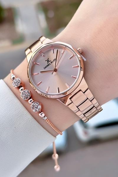 Daniel Klein Rose Color Women's Wristwatch Bracelet