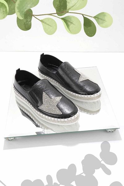 Bambi Pantofi casual de damă Black Lame K 01309215609