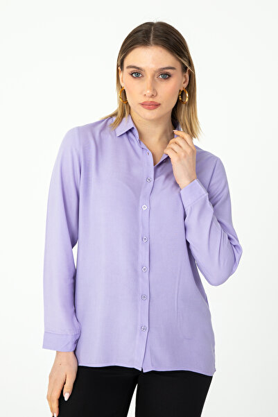 Nuevo Viskon Uzun Kollu Gömlek Lila 1500070 - Nuevo