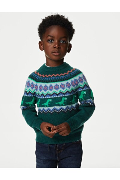 Marks & Spencer Fair Isle Desenli Yuvarlak Yaka Kazak (2-7 Yaş)