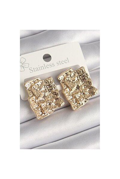 Skygo Brass Silver Color Embroidered Square Plate Model Women's Earrings - Tj-Bkp10258