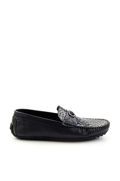 Bambi Lacivert Leather Erkek Loafer Ayakkabı E01757714803