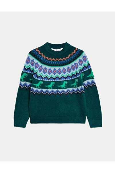 Marks & Spencer Fair Isle Desenli Yuvarlak Yaka Kazak (2-7 Yaş)
