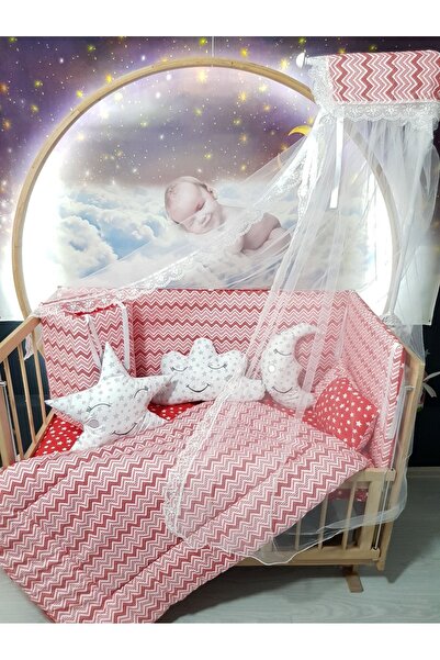 Baby Clime 60X120 Red Thin Zigzag Star Patterned Baby Sleeping Set - Mosquito...