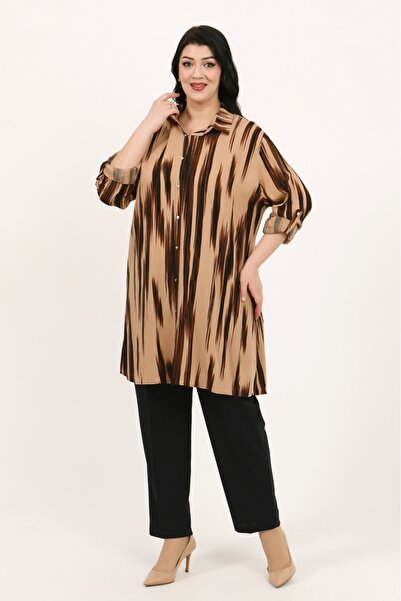 özle fashion Salaş Viskon Büyük Beden Tunik Gömlek