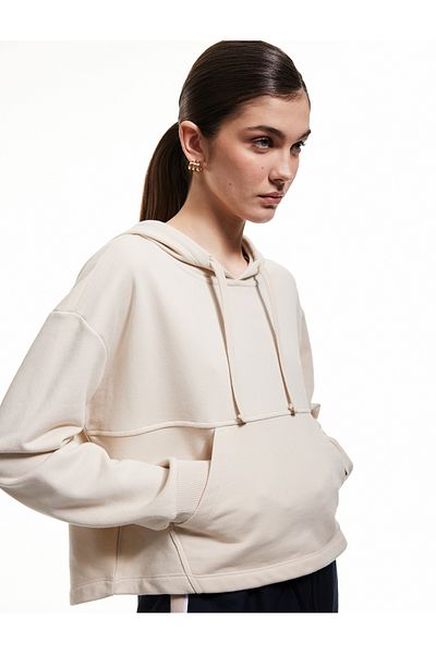 Koton New Season Three Thread Pocket Long Sleeve Hooded Sweatshirt