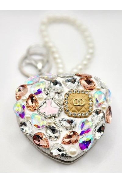 OUEEN ELİZABETH KRİSTAL TAŞ -BONCUK & FİGÜRLÜ '' EL AYNASI'' ÇANTA AKSESUARI